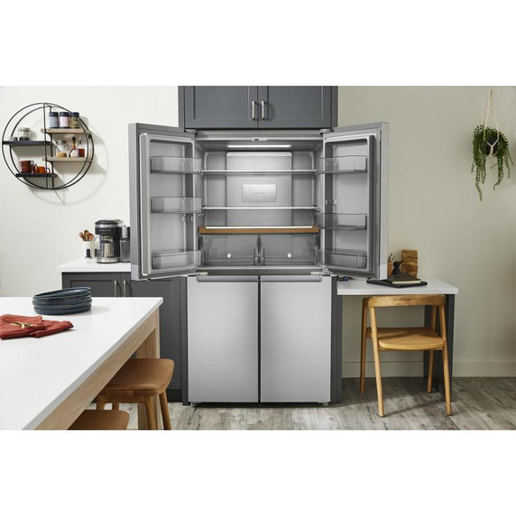 Kitchenaid® 19.4 cu. ft. 36-inch wide Counter-Depth 4-Door Refrigerator with PrintShield™ Finish KRQC506MPS Kitchenaid® 19.4 cu. ft. 36-inch wide Counter-Depth 4-Door Refrigerator with PrintShield™ Finish KRQC506MPS