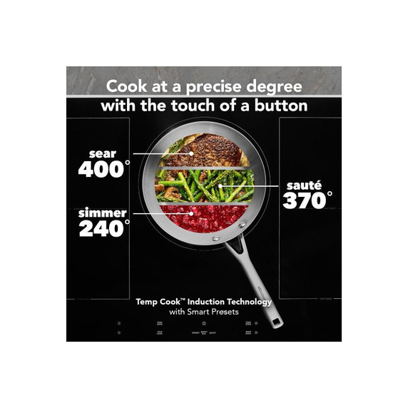 Kitchenaid® 36" Temp Cook™ Induction Cooktop with 5 Cooking Zones KCIT736SBL