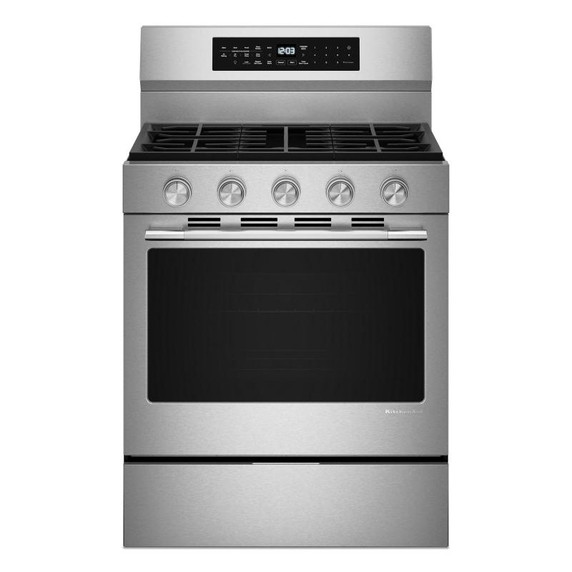 Kitchenaid® 5.0 Cu. Ft. Smart Freestanding Gas Range with Convection Cooking Modes KFGS530SPS