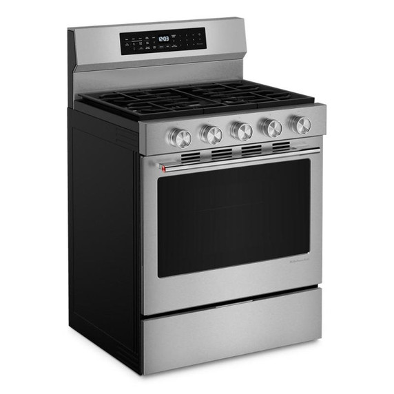 Kitchenaid® 5.0 Cu. Ft. Smart Freestanding Gas Range with Convection Cooking Modes KFGS530SPS