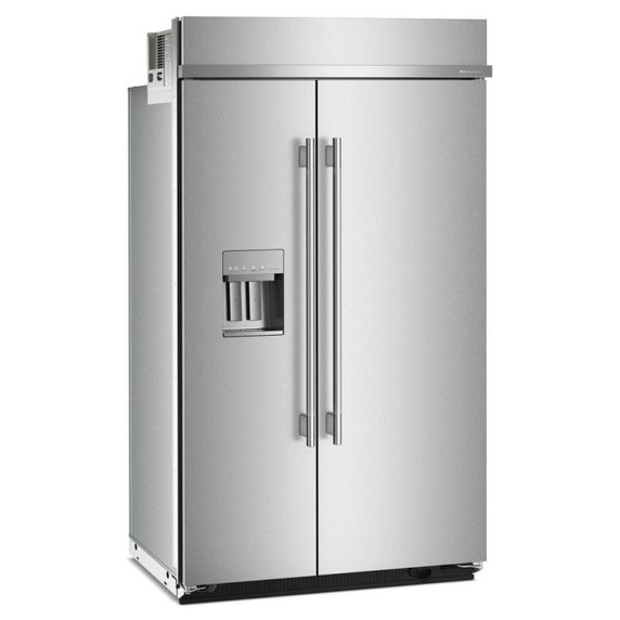 Kitchenaid® 29.4 Cu. Ft. 48" Built-In Side-by-Side Refrigerator features Exterior Water and Ice Dispenser with Measured Fill KBSD748SPS