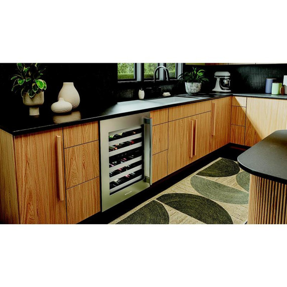 Kitchenaid® 24" Undercounter Wine Cellar with Full-Extension Metal-Front Racks KUWL324SSB