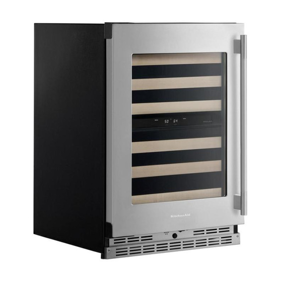 Kitchenaid® 24" Undercounter Wine Cellar with Full-Extension Wood-Front Racks KUWL524SPS