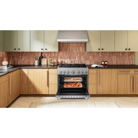 KitchenAid® 36-Inch 6 Burner Commercial-Style Dual Fuel Range with No Preheat Air Fry Mode KFDS936SSS