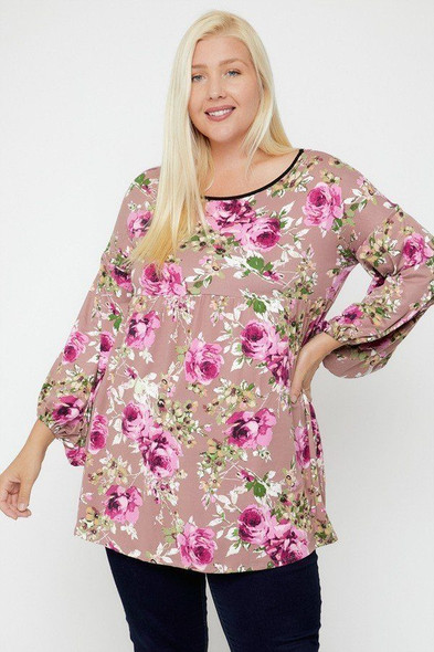 Floral, Bubble Sleeve Tunic-31938