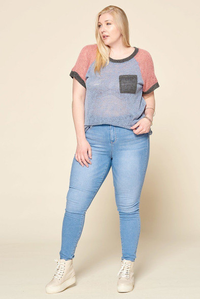 Color-blocked Sweater Knit Top-30573