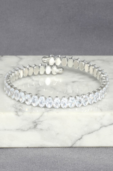 White Gold Plated Cz Tennis Bracelet-51153