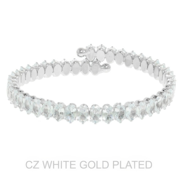 White Gold Plated Cz Tennis Bracelet-51153