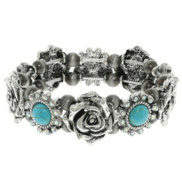 Western Rose Themed Stretch Bracelet-51143
