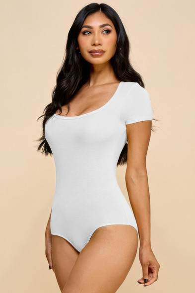 Short Sleeve V-neck Basic Bodysuit-47049