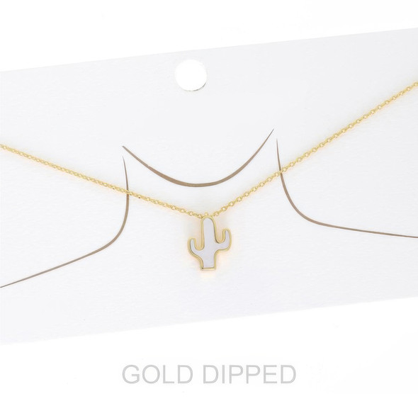 Women's Gold Dipped Cactus Chain Necklace-51628