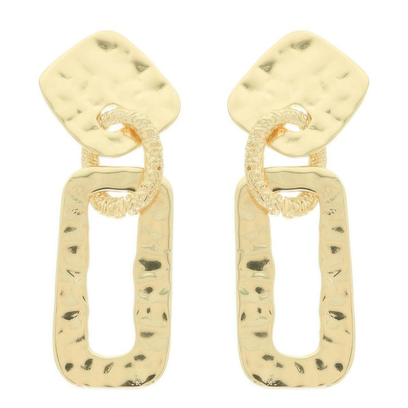 Hammered Geometric Door Knocker Post Earrings-52086