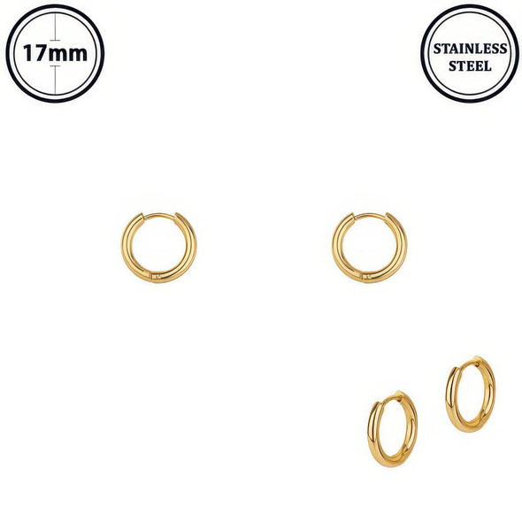 Stainless Steel Huggie Hoop Earrings-52073
