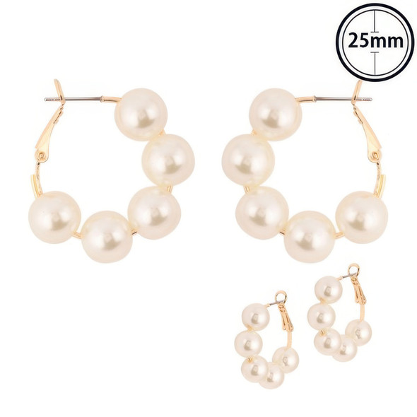 Classic Bridal Pearl Hoop Earrings-52054