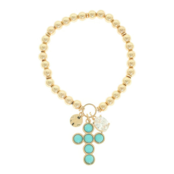 Bezel Jeweled Cross Bracelet-51718