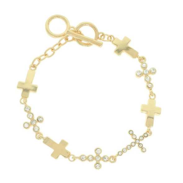Jeweled Cross Toggle Bracelet-51716