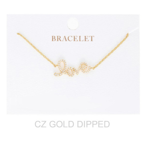 Women's Gold Dipped Cz Love Bracelet-51696