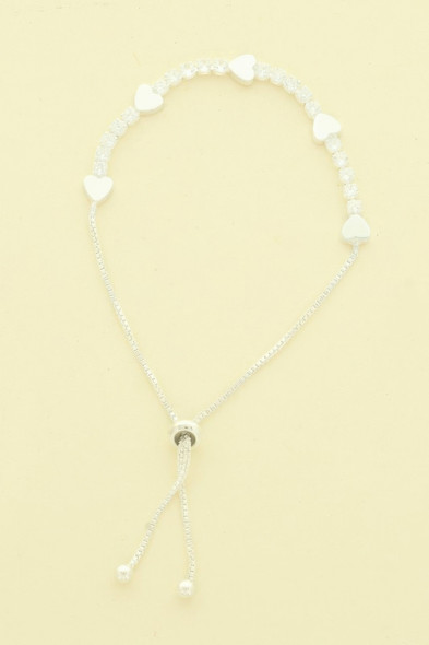 Cz Alternating Heart Bolo Bracelet-51676