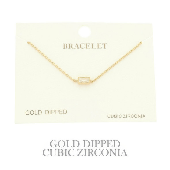 Gold Plated Cz Solitaire Bracelet-51666