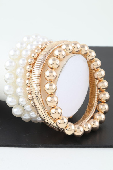 Multi Pearl Beaded Bracelet-47876