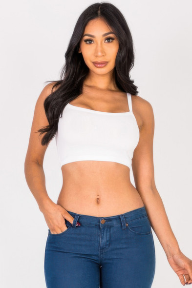 Ribbed Knit Cami Crop Top-52340