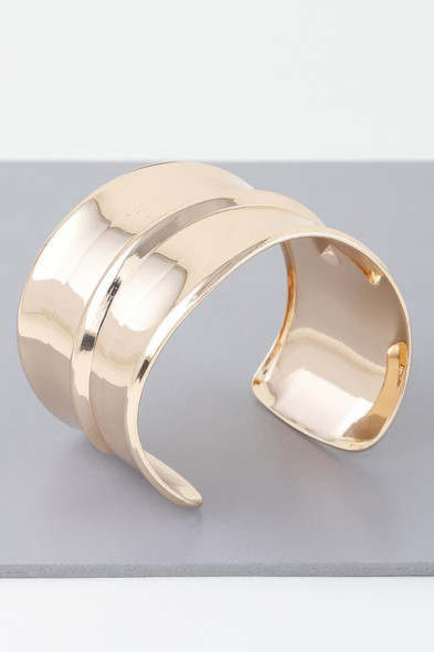 Wide Shiny Rib Open Cuff Bracelet-47268