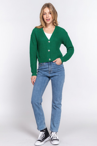 Long slv v-neck sweater cardigan        -44626