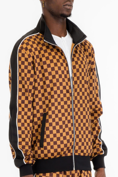 Mens Full Zip Checkered Jacket-45670