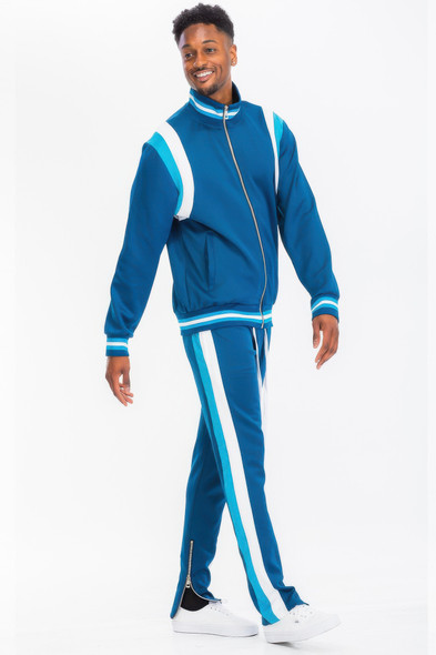 Mens Stripe Color Block Track Set-45400 Mens Stripe Color Block Track Set-45400