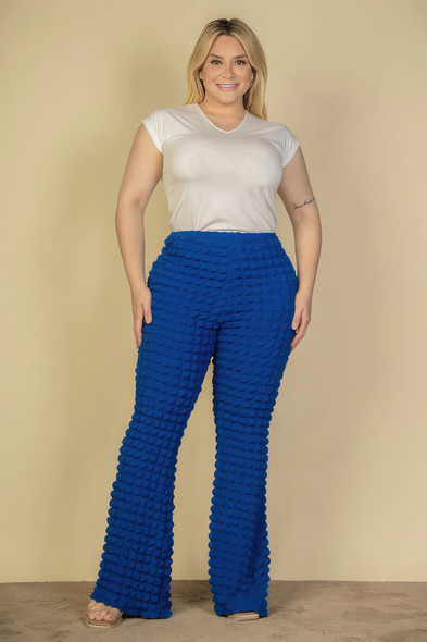 Plus Size Bubble Fabric Flare Pants    -42519
