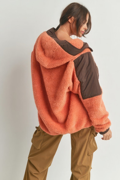 Two-toned Cozy Hooded Sweater-42482