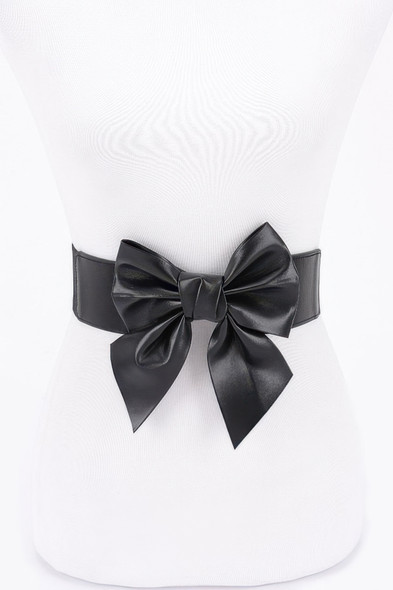 Faux Leather Ribbon Elastic Belt-50934