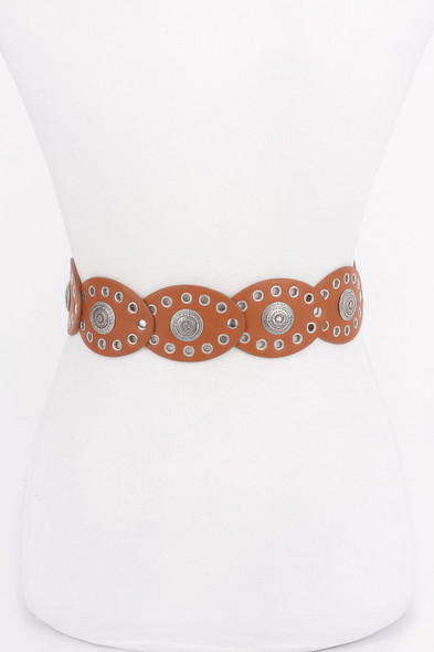Faux Leather Oval Shape Vintage Belt-50853