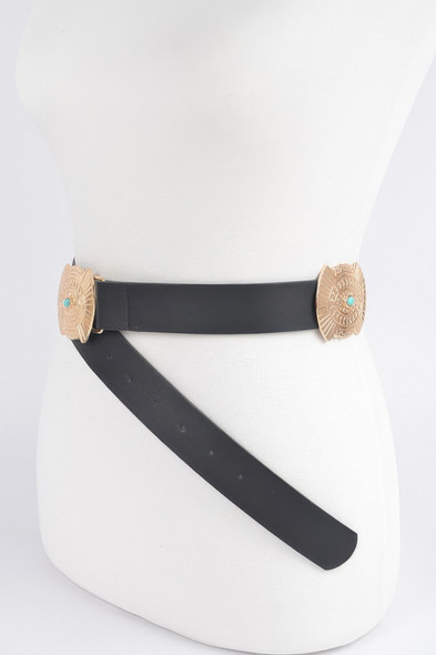 Western Style Belt With Turquoise-49532