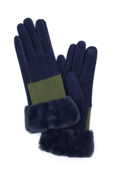 Two Tone And Stitch Lines Fauxfur Smarttouchgloves-48381