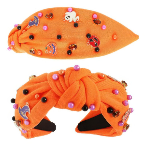 Halloween Theme Enamel Charm Top Knot Headband-52309