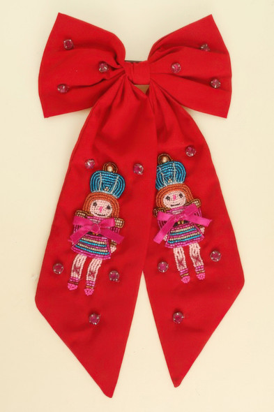 Christmas Nutcracker Dame Bow Barrette Hair Clip-52304