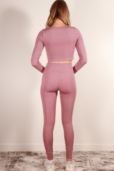 Long Sleeve Crop Top & High Waist Leggings Activewear Set-47751