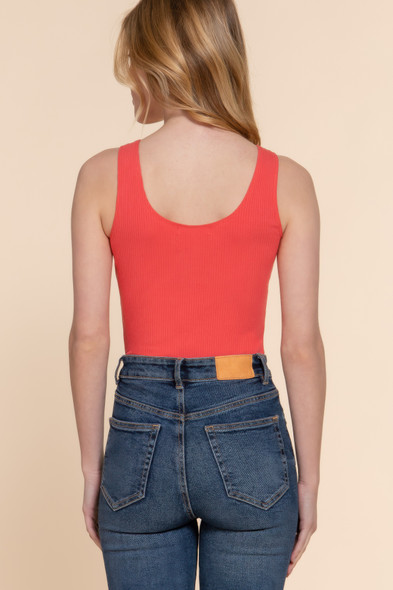 Sleeveless Henley Rib Knit Bodysuit       -49050