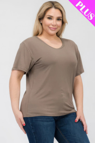 Plus Size Basic Short Sleeve T-shirt-44290