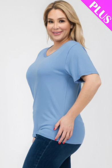 Plus Size Basic Short Sleeve T-shirt-44281