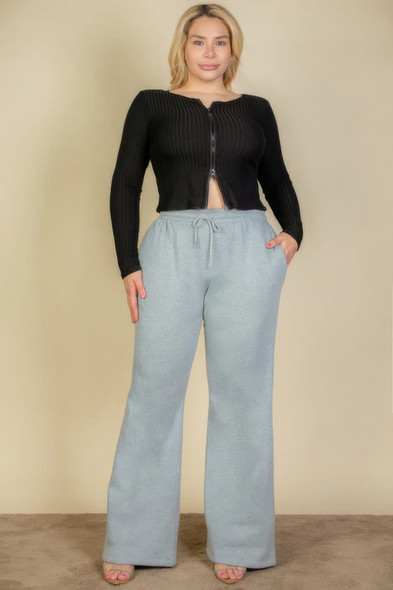 Plus Size Drawstring Waist Slant Pocket Sweatpants-44053