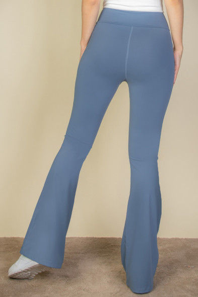 High Waist Side Pocket Flare Leggings-48343