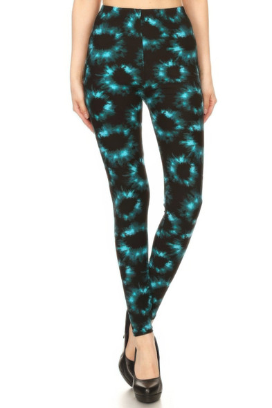 Tie Dye Rinted, Full Length, High Waisted Leggings        -45007