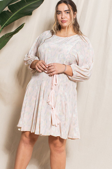 Abstract Printed Mini Swing Woven Dress-35567