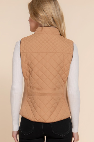 Suede Piping Quilted Padding Vest-44393