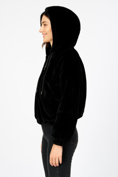 Plush Zip-Up Hooded Jacket-54083
