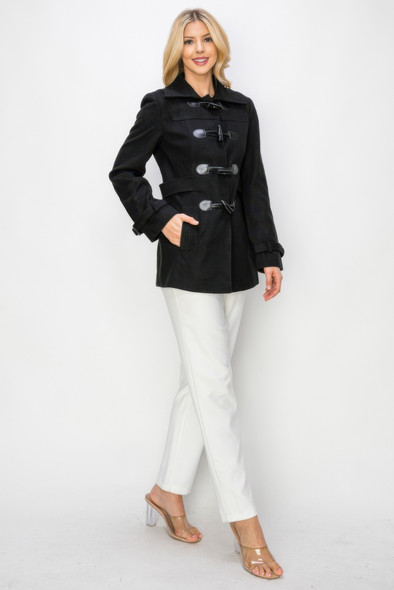 Wool Toggle Button Peacoat With Pockets-54065