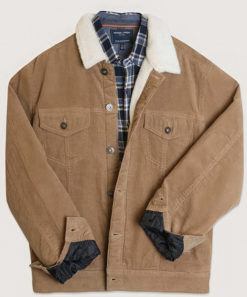 Casual Corduroy Lined Trucker Jacket-43260