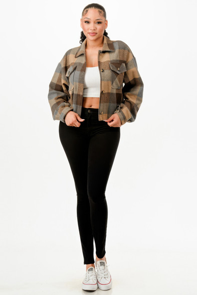 Cropped Flannel Jacket        -51837